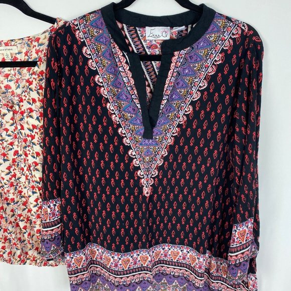 Max Studio Emma G & Collective Concepts Blouse Top LOT of 3 Size Large Floral - Picture 3 of 4